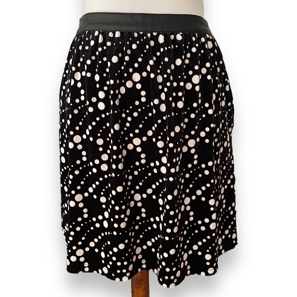 🍀NWT Tulle Black Side Zip Stretch Pocket Polka Dot Mini Skirt Size L